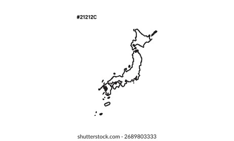 Esquema del mapa de Japón con fondo transparente