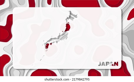 Japan Map with Paper Cut Waves Background Shape perfect for Greeting Card, Desktop Wallpaper, and Banner