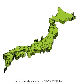 Japan map prefecture Three-dimensional icon
