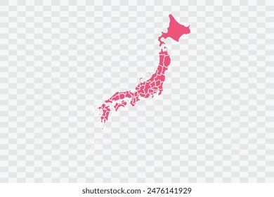 Japan Map  punch Color Background quality files png