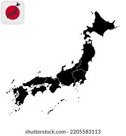 Japan map with regions. Vector illustration
