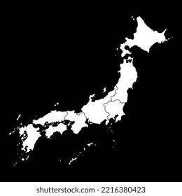 Japan map with regions. Vector illustration