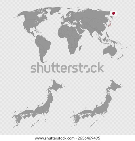 Japan Map Set with World Location.