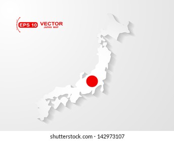 Japan map with shadow effect 