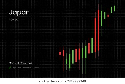 The Japan map is shown in a chart with bars and lines. Japanese candlestick chart Series