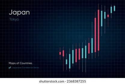 The Japan map is shown in a chart with bars and lines. Japanese candlestick chart Series