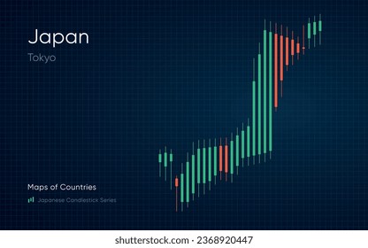 The Japan map is shown in a chart with bars and lines. Japanese candlestick chart Series	
