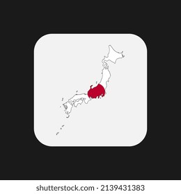 Japan map silhouette with flag on white background