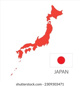 Japan map silhouette isolated on white background