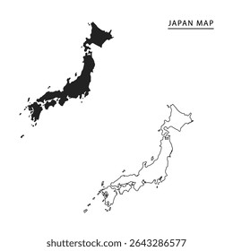 "Japan Map Silhouette and Outline – High-Quality Vector for Educational, Geographic, and Design Use"