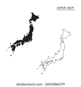 "Japan Map Silhouette and Outline – High-Quality Vector for Educational, Geographic, and Design Use"