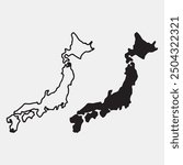 Japan map silhouette with outline vector Design