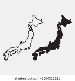 Japan map silhouette with outline vector Design