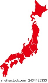 Japan map silhouette in red