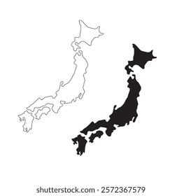 Japan Map Silhouette Vector Design, EPS File 