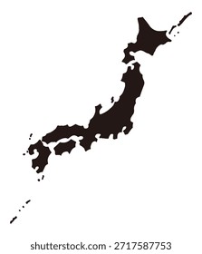 Ilustração vetorial da silhueta do mapa do Japão do arquipélago japonês