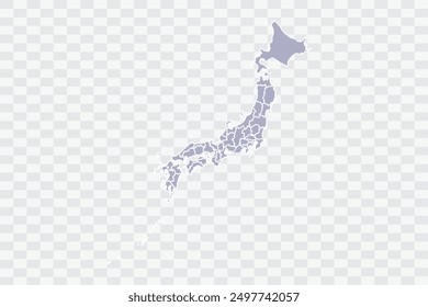 Japan Map silver Color on White Background quality files Png