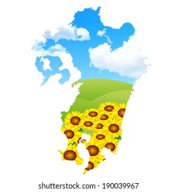 Japan map sunflower