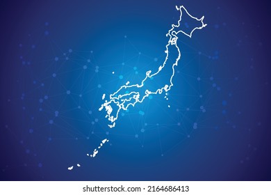 Japan Map Technology  with network connection background