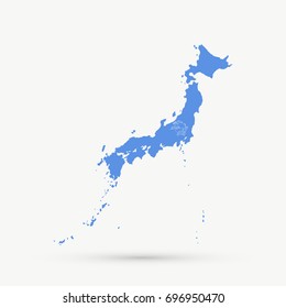 Japan map in Universal Postal Union (UPU) flag colors, editable vector.