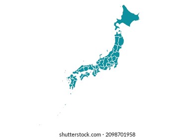 Japan map vector, Abstract design vector illustration Eps 10. sea color palette color.High Detailed on white background.