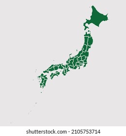 Japan map vector, Abstract design vector illustration Eps 10. Green color palette color. High Detailed on white background.