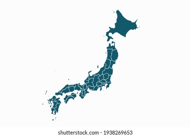 Japan-Karte, Vektor. blaue Farbe auf weißem Hintergrund.