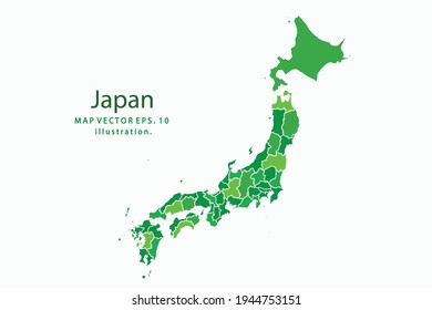 Japan map. Vector eps10. green color. on white backgrounds.