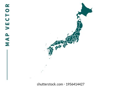 Japan map vector. green color on white background.