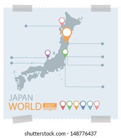 Japan. Map vector Illustration.