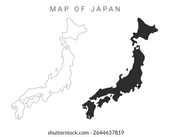Japan map Vector illustration, administrative political map of Japan, simple drawing outline border map of Japan, infographic isolated vector illustration border map eps 10