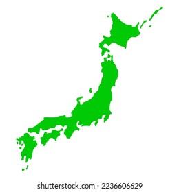 Ilustración vectorial de Japón sobre fondo blanco. Mapa del área de estados asiáticos.