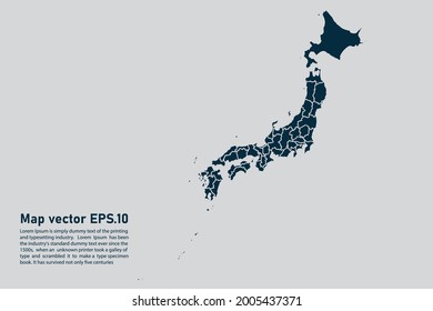 Japan map vector. isolated on light gray background