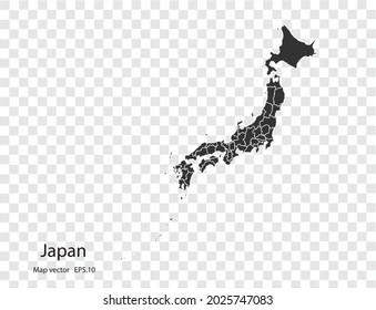 Japan map vector, isolated on transparent background