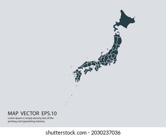 Japan map vector, isolated on gray background