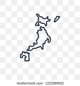 Japan map vector outline icon isolated on transparent background, high quality linear Japan map transparency concept can be used web and mobile