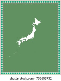 Japan map vector outline illustration in green background with creative frame design