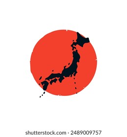 Icono de silueta de Vector de mapa de Japón. Icono de símbolo rojo del mapa de tierras de Asia japonesa