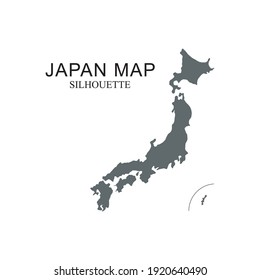 Japan map vector silhouette isolated on white