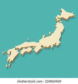 Japan Map Vector Three Dimensional
