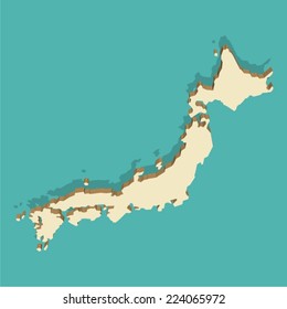 Japan Map Vector Three Dimensional 260nw 224065972 