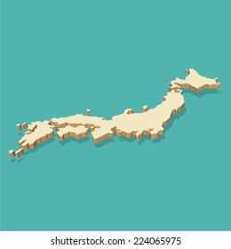 Japan Map Vector Three Dimensional