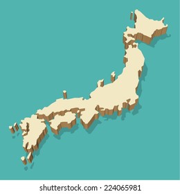 Japan Map Vector Three Dimensional 260nw 224065981 