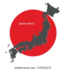 Japan map vector,Symbol of Japan travel.