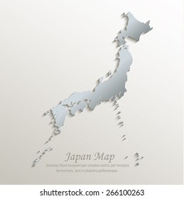 Japan map white blue card paper 3D vector