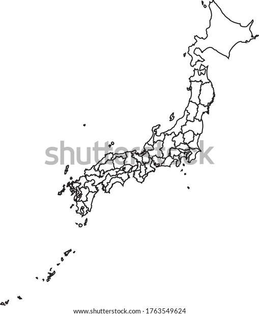 Japan Map White Color Black Border Stock Vector (Royalty Free ...