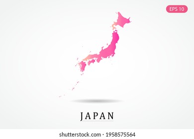 Japan Map - World Map International vector template with Pink gradient color isolated on white background - Vector illustration eps 10