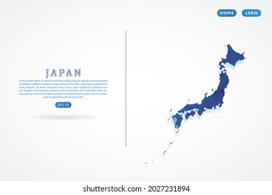 Mapa de Japón - Mapa mundial Planilla vectorial internacional con gradiente de color azul poligonal aislado en fondo blanco para educación, sitio web, banner - Ilustración vectorial eps 10