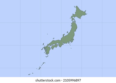 Japan Map - World map International vector template with green color on blue background and grid design for design, education, website, infographic, banner - Vector illustration eps 10