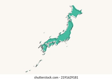 Japan Map - World map International vector template with black and green geometric shapes and lines style isolated on white background for design, infographic - Vector illustration eps 10